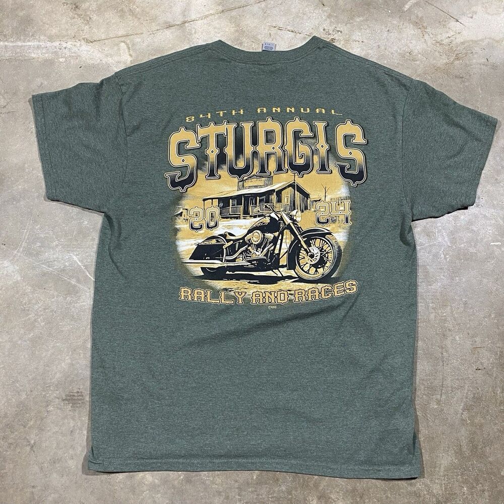 Sturgis Rally and Races 2024 Tee Motorcycle Graphic Green L